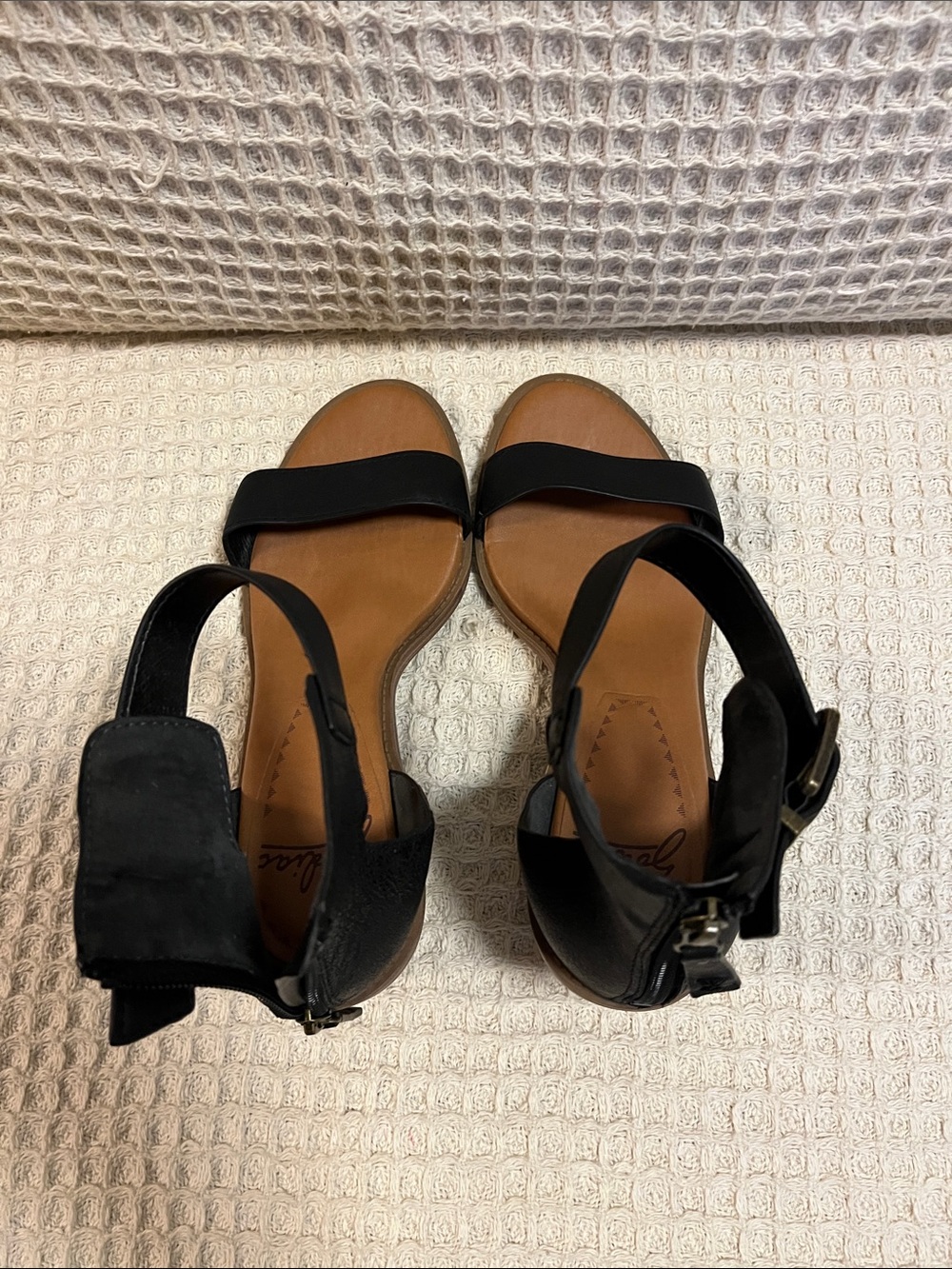 Zodiac Black and Tan Open-Toe Ankle-Strap Sandals